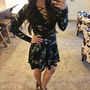 NWT Black floral long sleeve dress